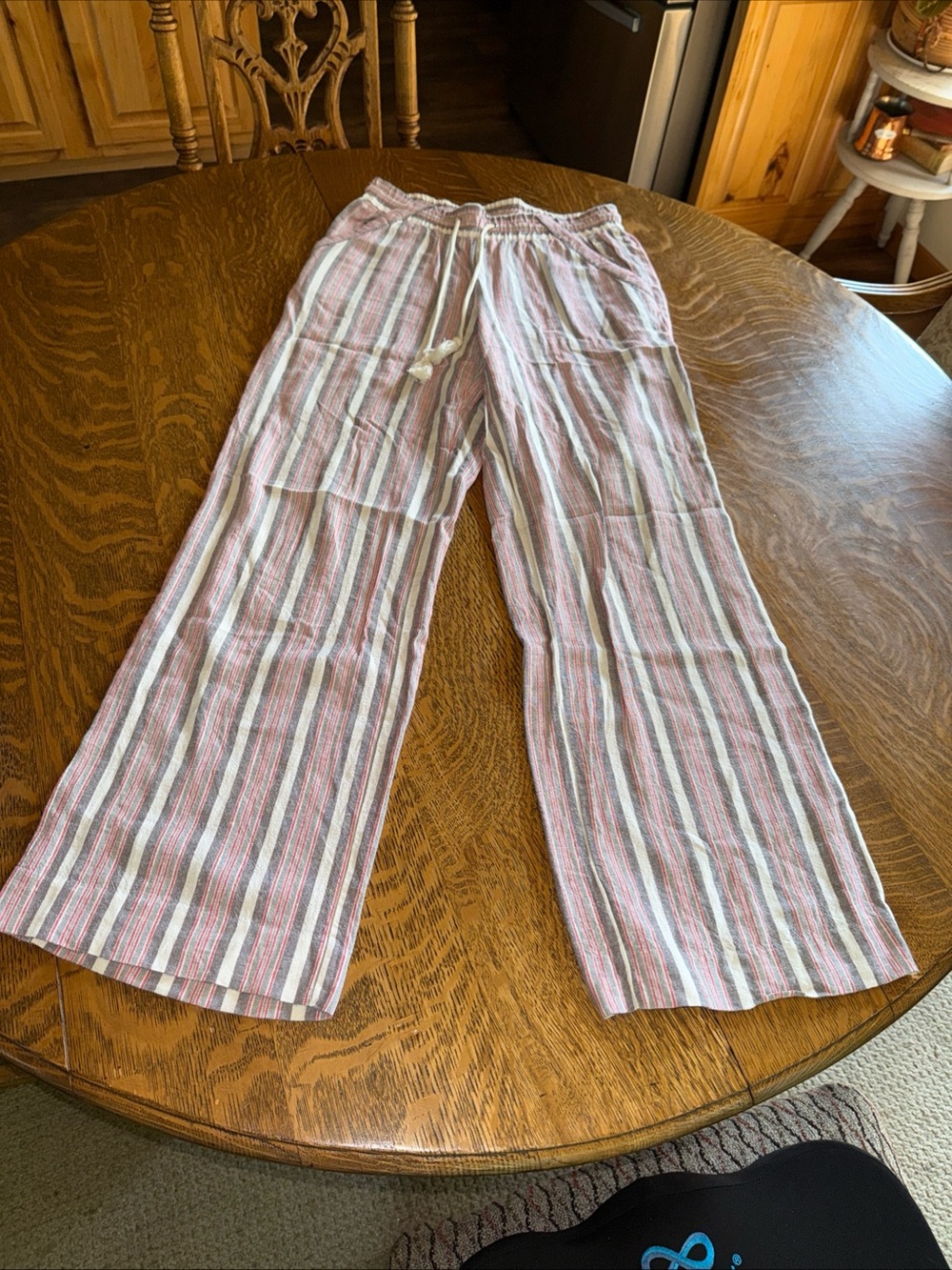 Rewind Pink & White Striped Wide-Leg Drawstring Pants